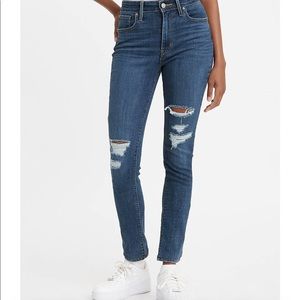LEVI’S 720 High Rise Super Skinny Women’s Jeans -Size 24 -Blue Wash Denim Ripped